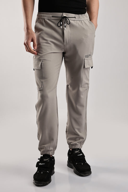 Men Structured Imported Utility Joggers-Cream