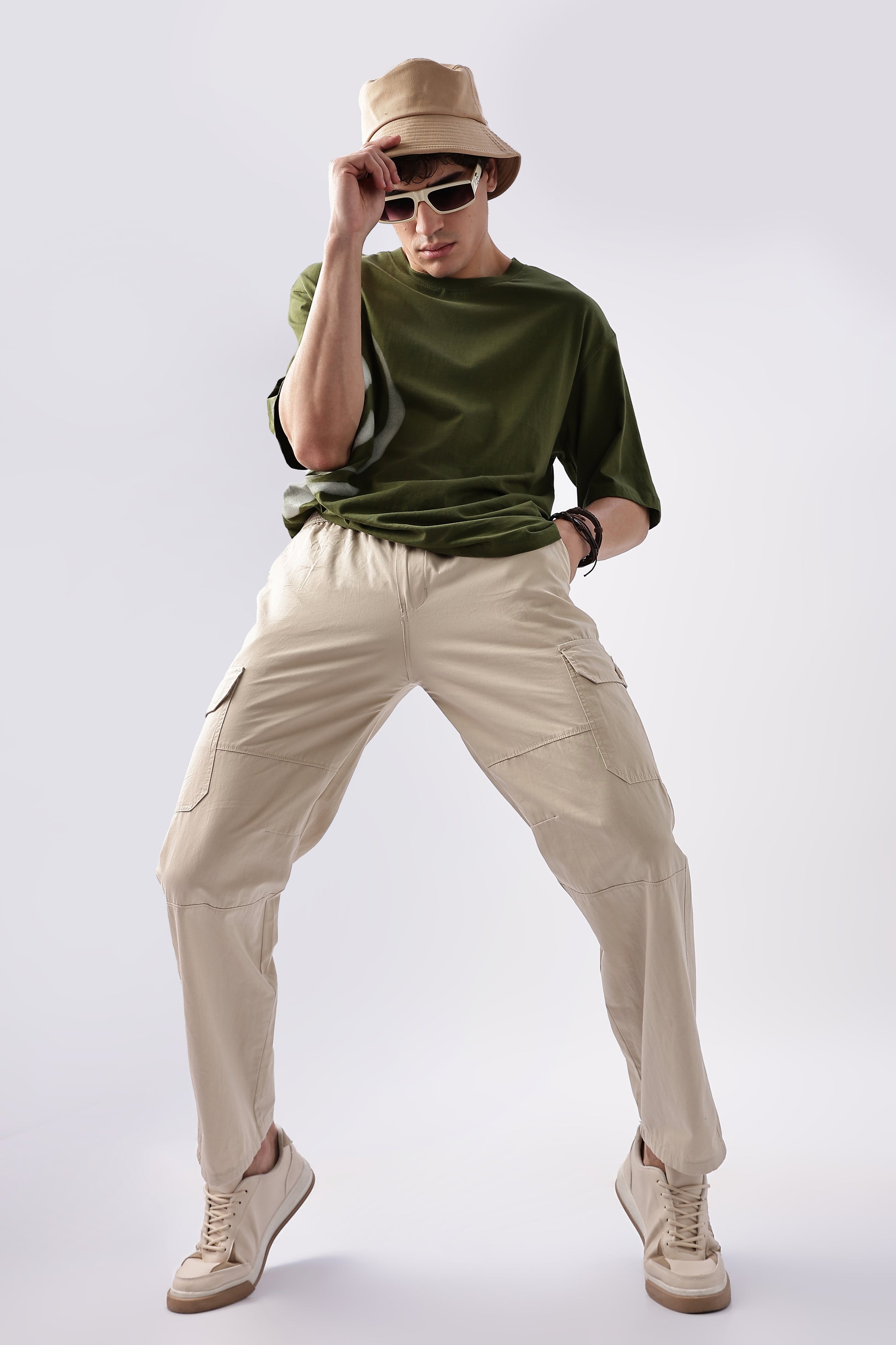beige cargo men