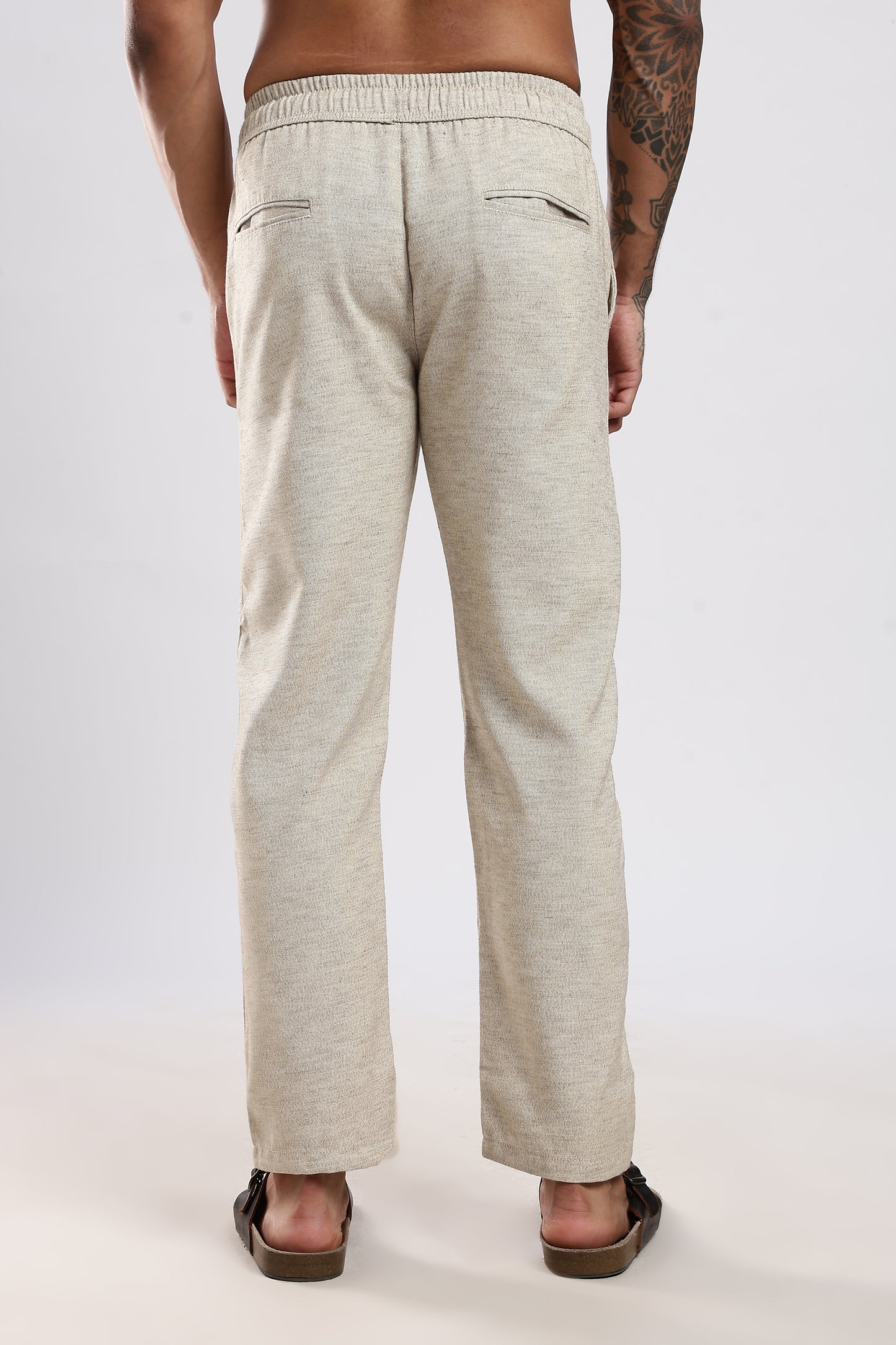 Twisted Linen Like Traveller Pant-Beige