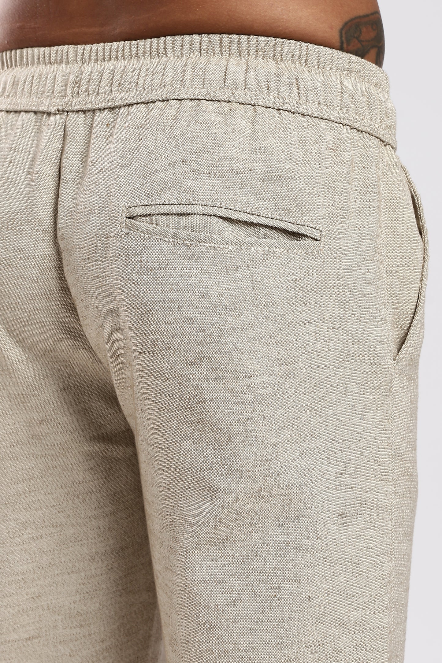 Twisted Linen Like Traveller Pant-Beige