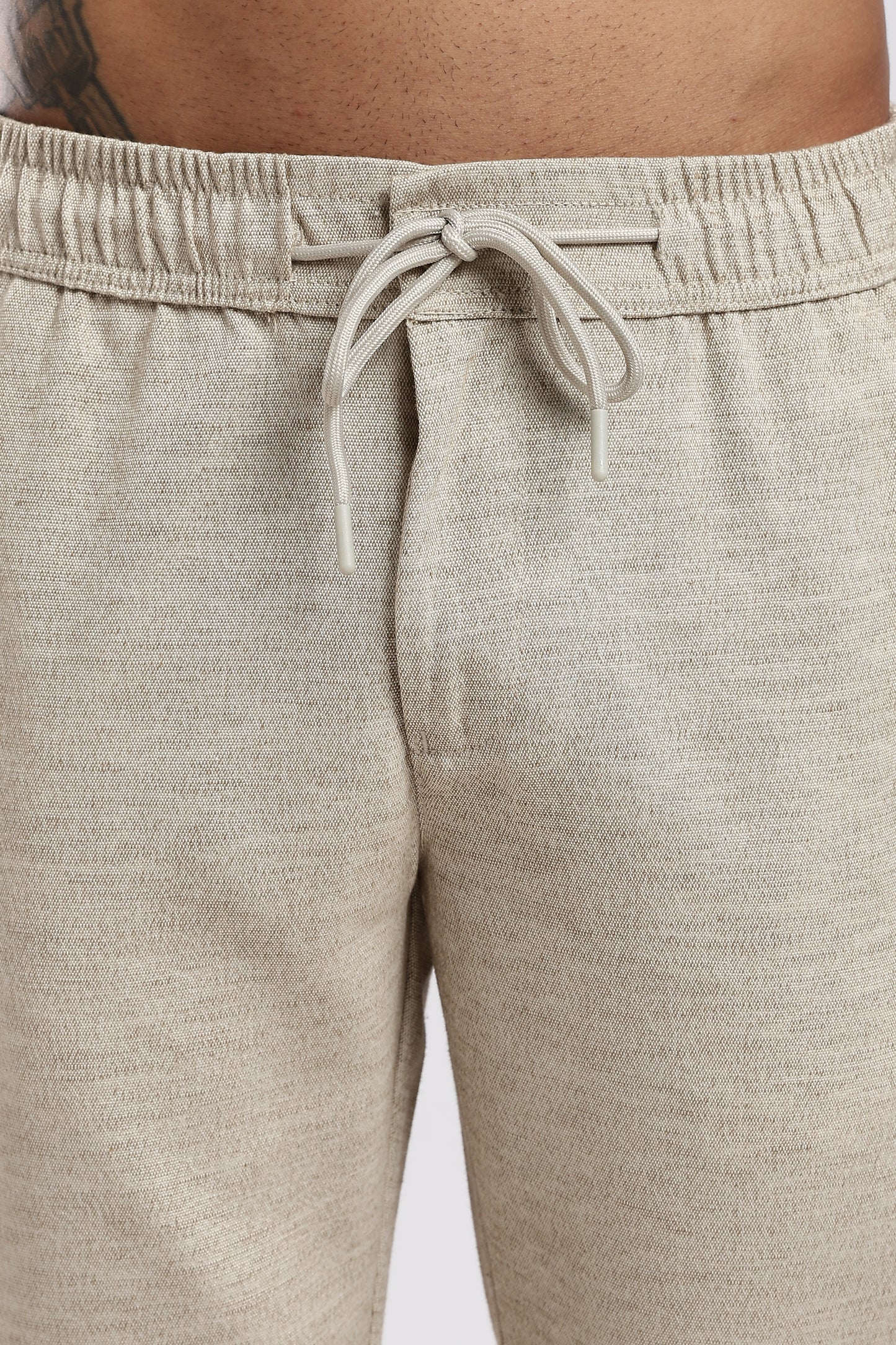 Twisted Linen Like Traveller Pant-Beige