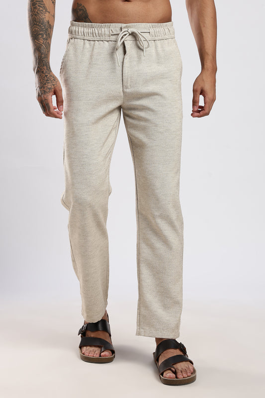 Twisted Linen Like Traveller Pant-Beige