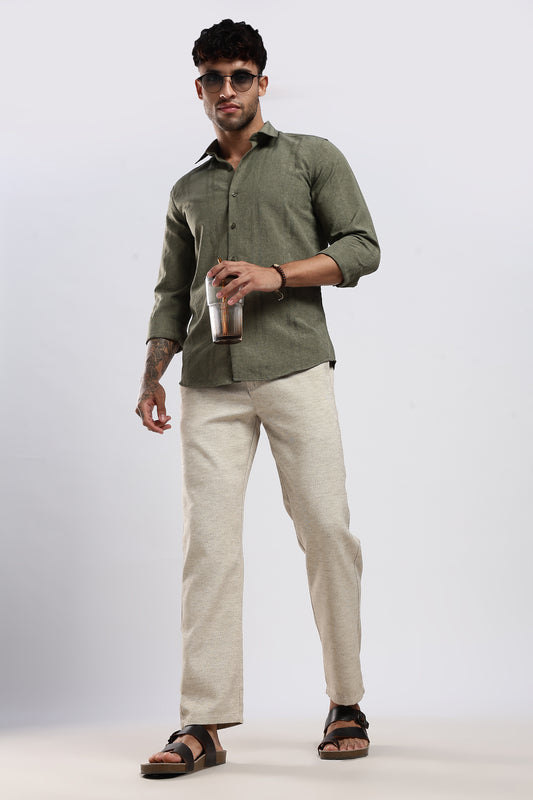 Twisted Linen Like Traveller Pant-Beige