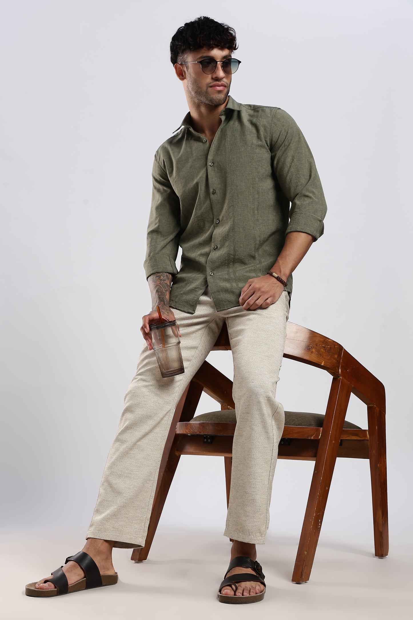 Twisted Linen Like Traveller Pant-Beige