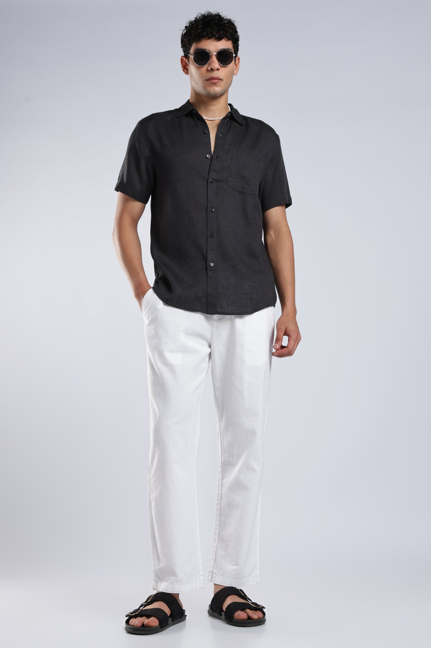 Men Linen Cotton Traveller Trousers – White