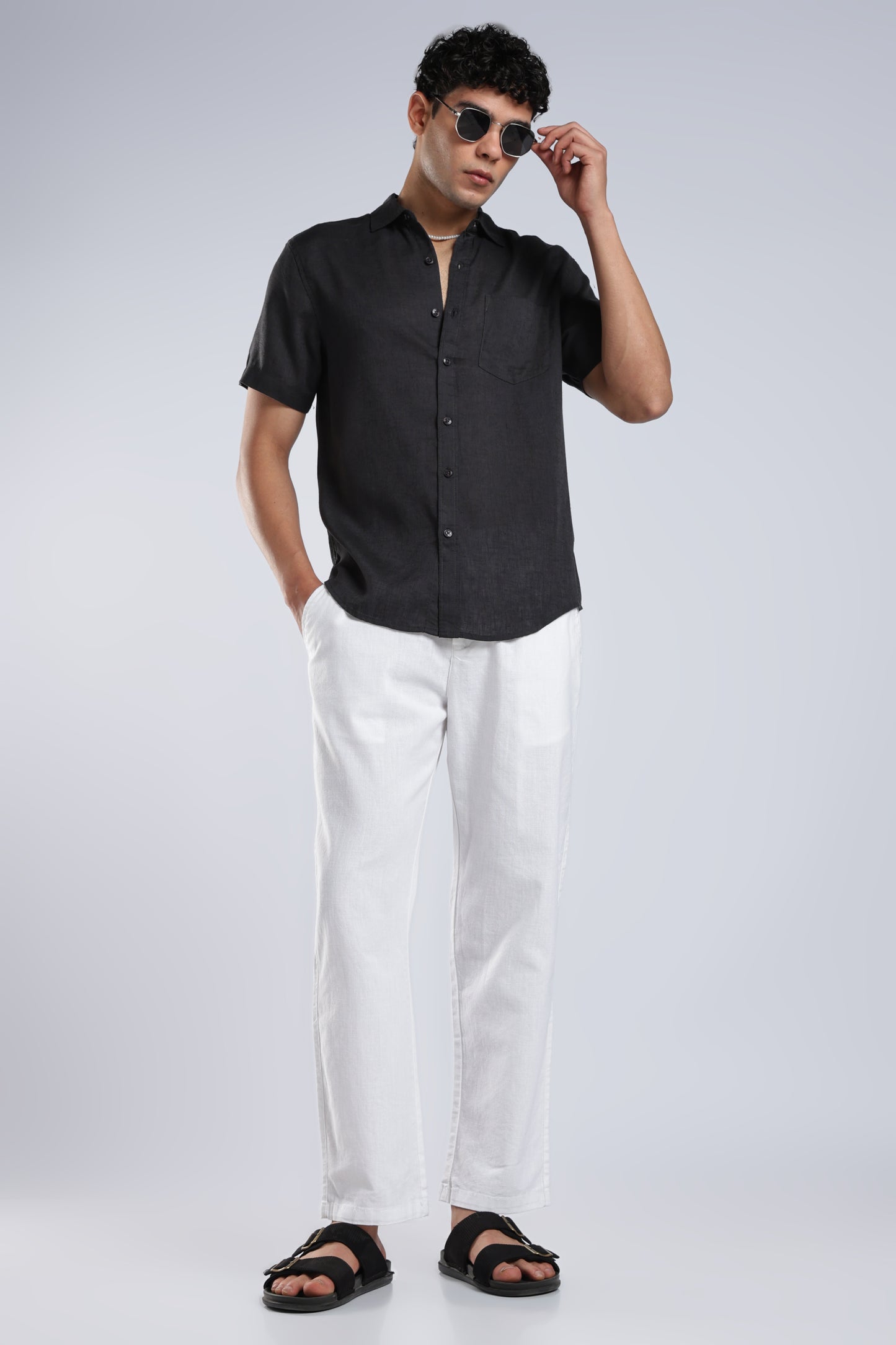 Men Linen Cotton Traveller Trousers – White