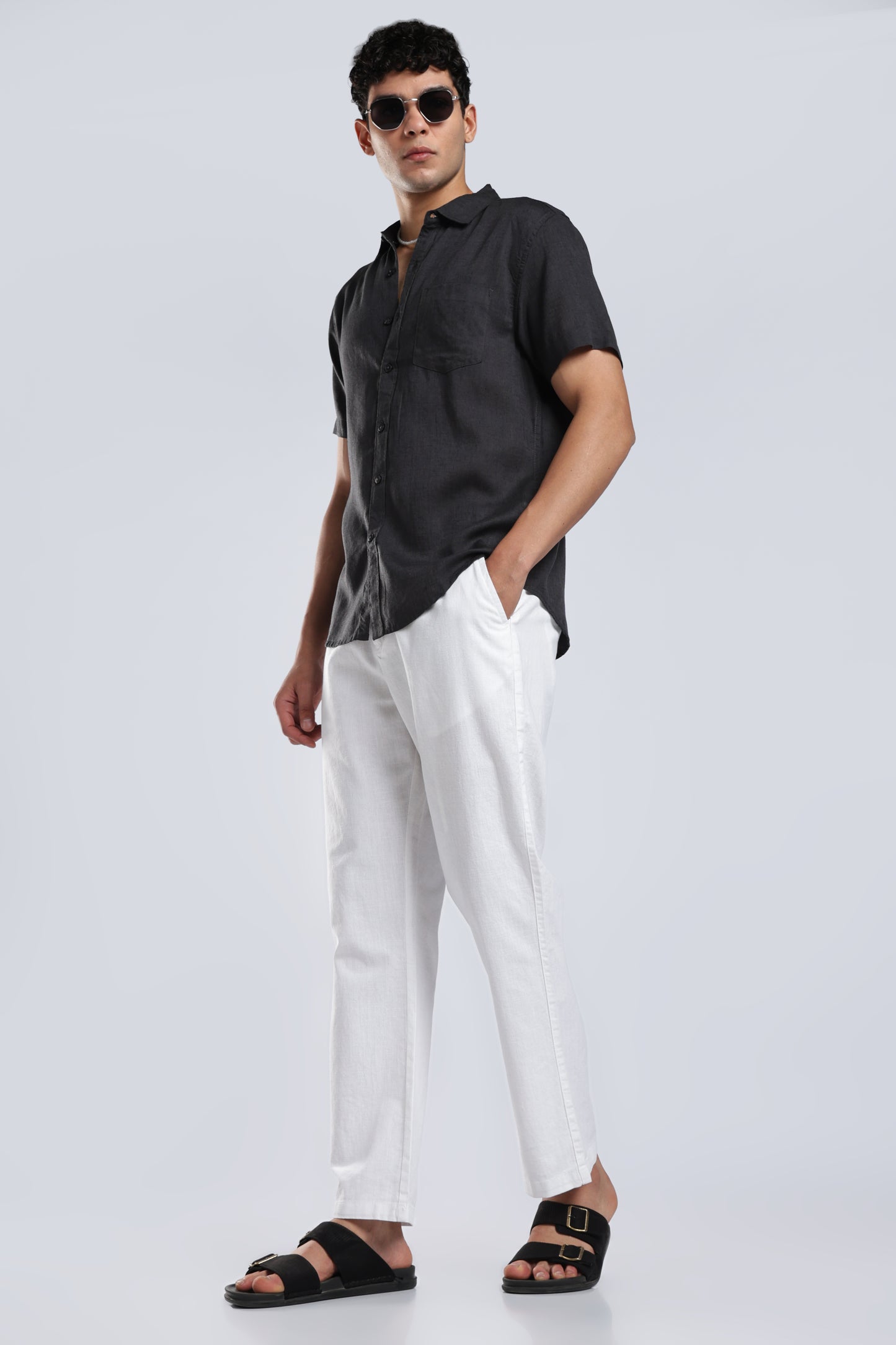 Men Linen Cotton Traveller Trousers – White
