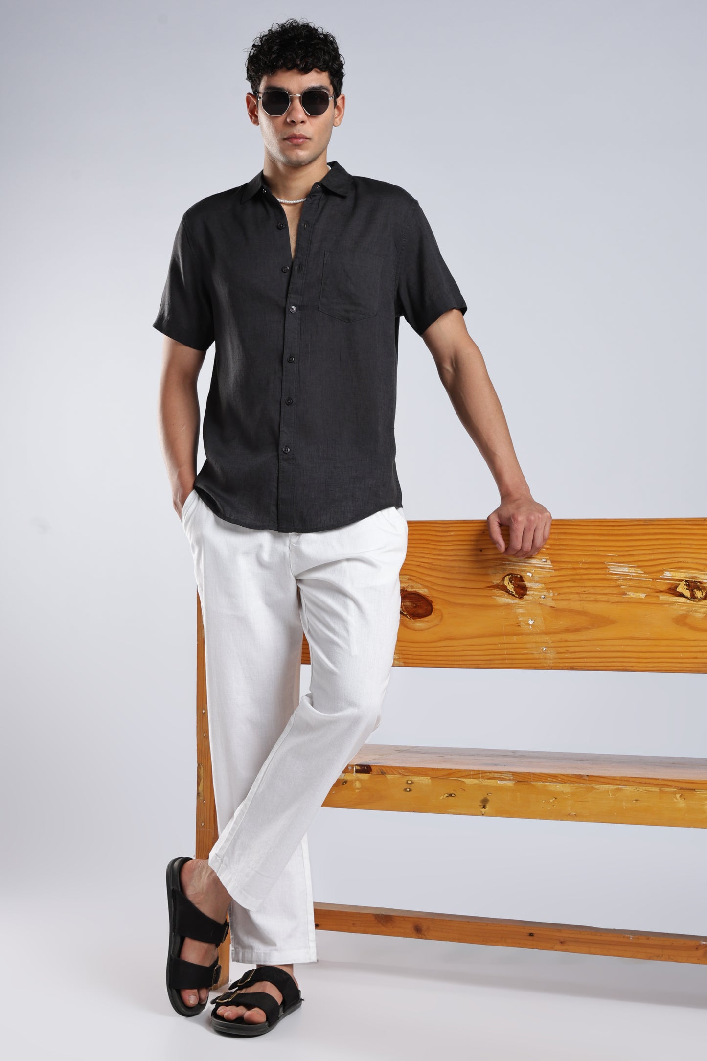 Men Linen Cotton Traveller Trousers – White