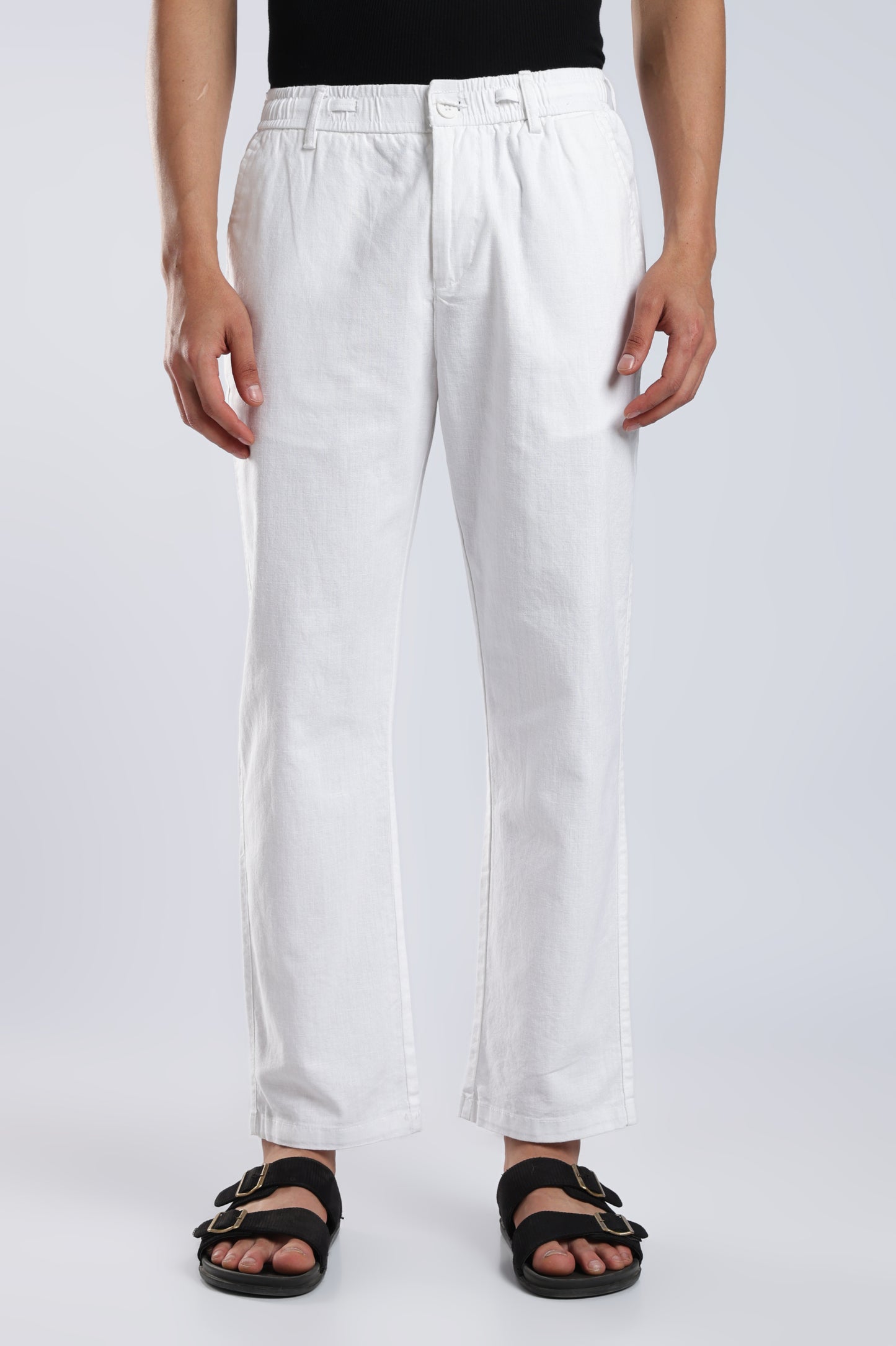 Men Linen Cotton Traveller Trousers – White