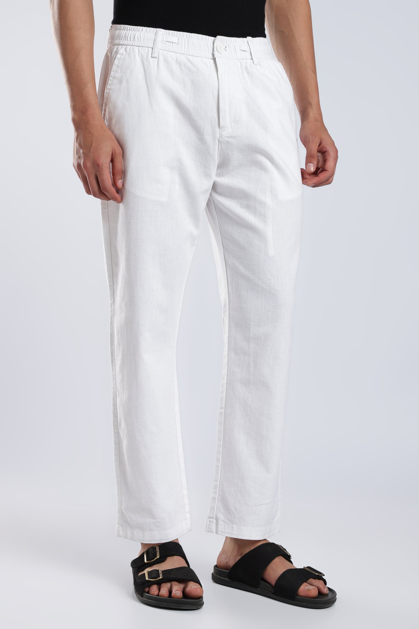 Men Linen Cotton Traveller Trousers – White