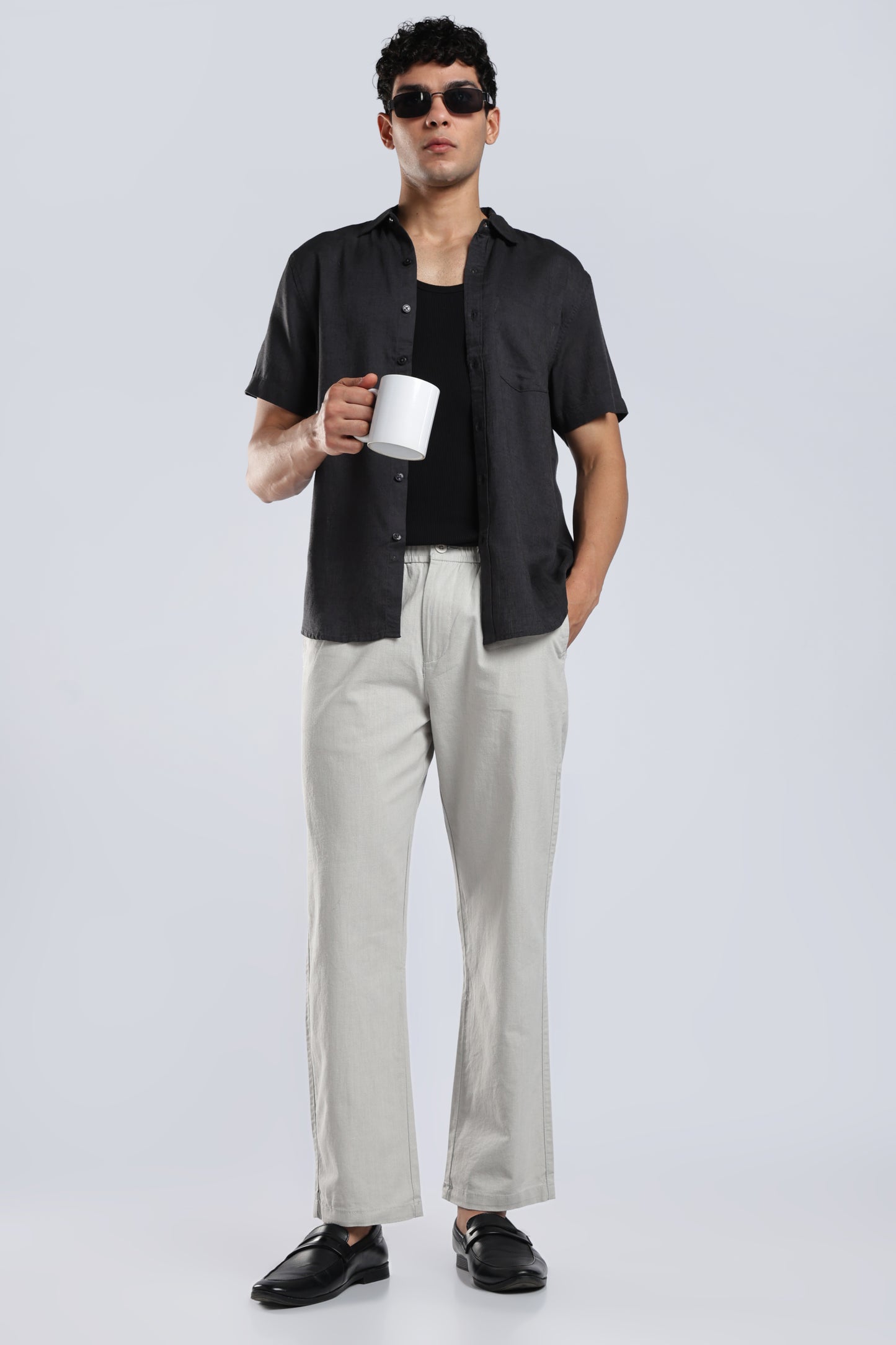Men Linen Cotton Traveller Trousers – Stone
