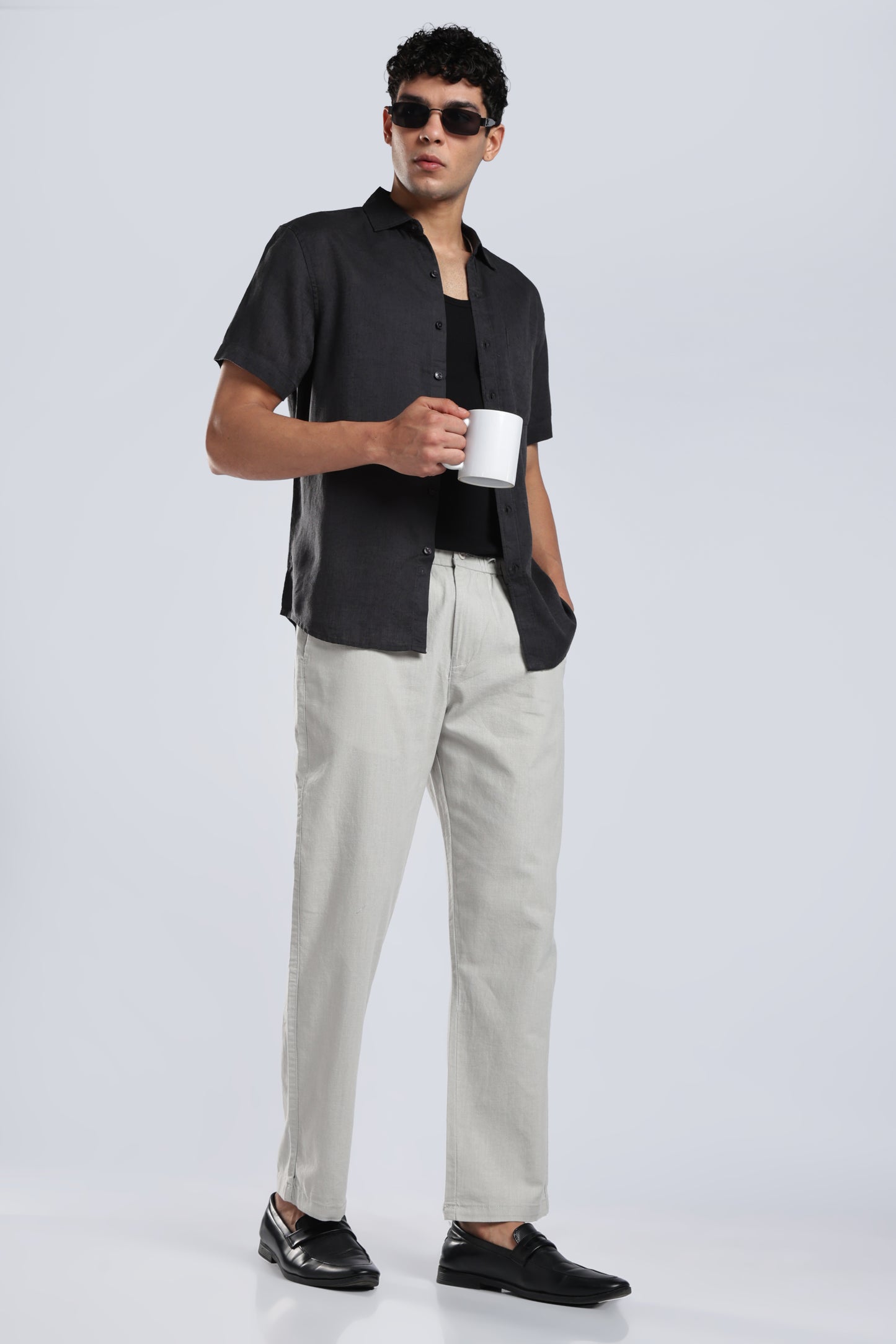 Men Linen Cotton Traveller Trousers – Stone