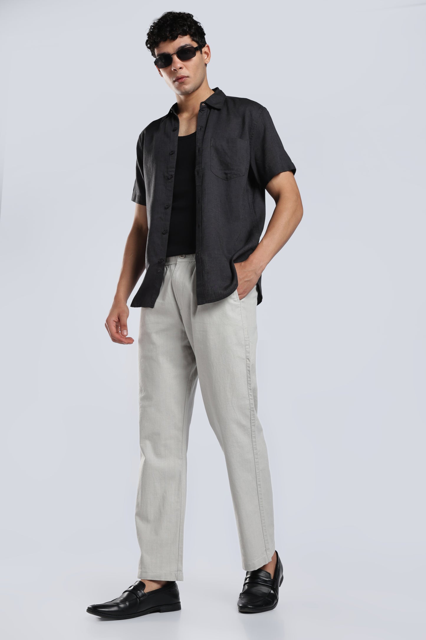 Men Linen Cotton Traveller Trousers – Stone