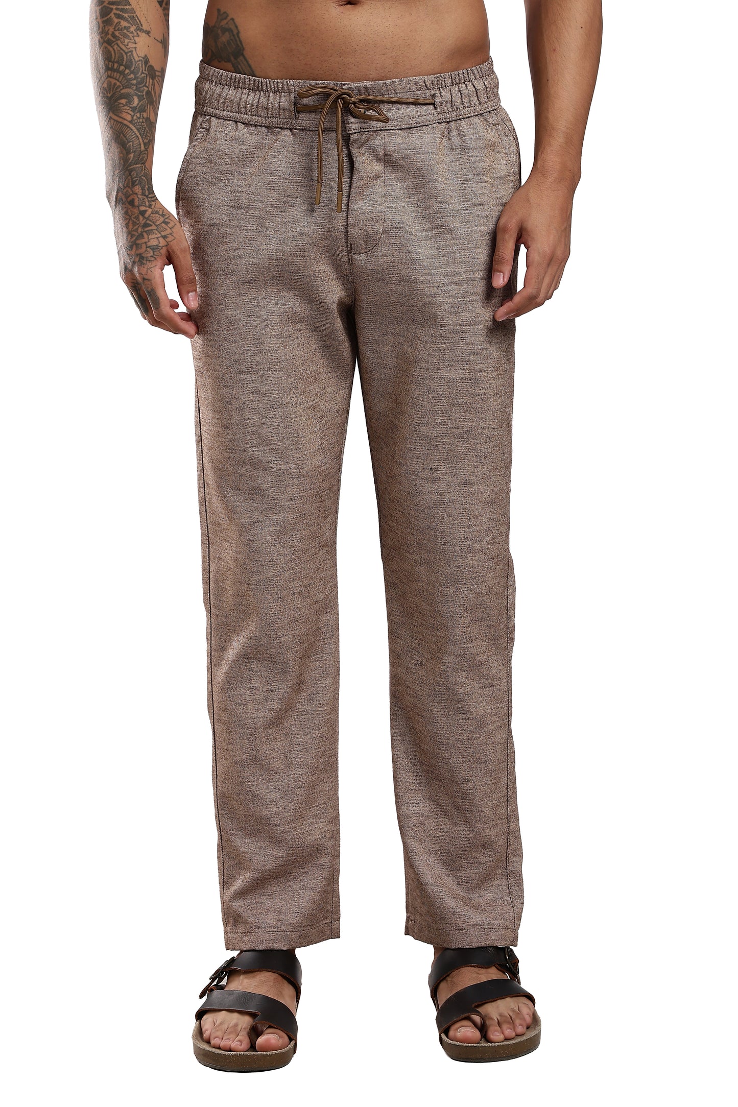 Twisted Linen Like Traveller Pant-Khakhi