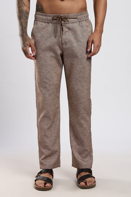 Twisted Linen Like Traveller Pant-Khakhi