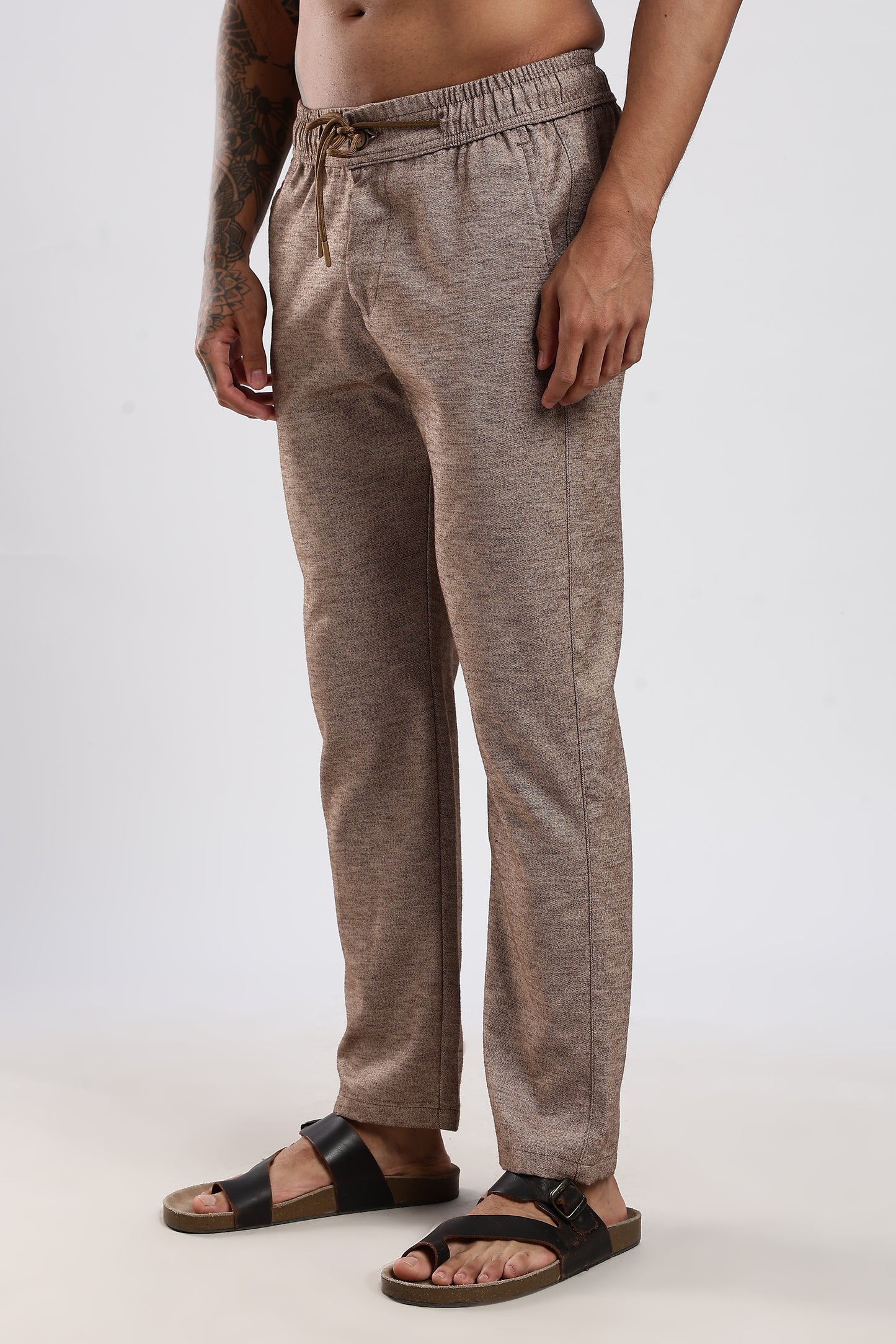 Twisted Linen Like Traveller Pant-Khakhi