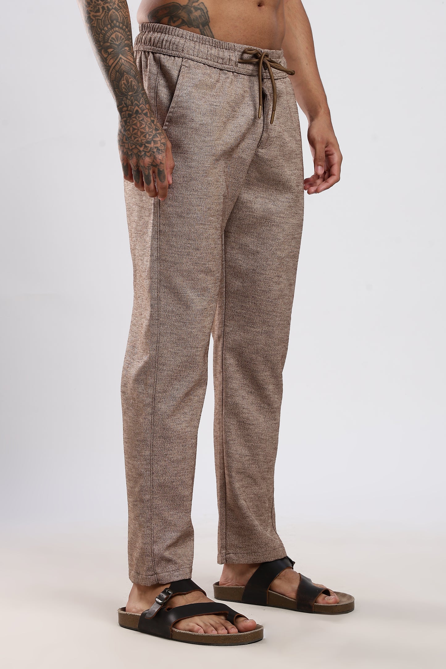 Twisted Linen Like Traveller Pant-Khakhi