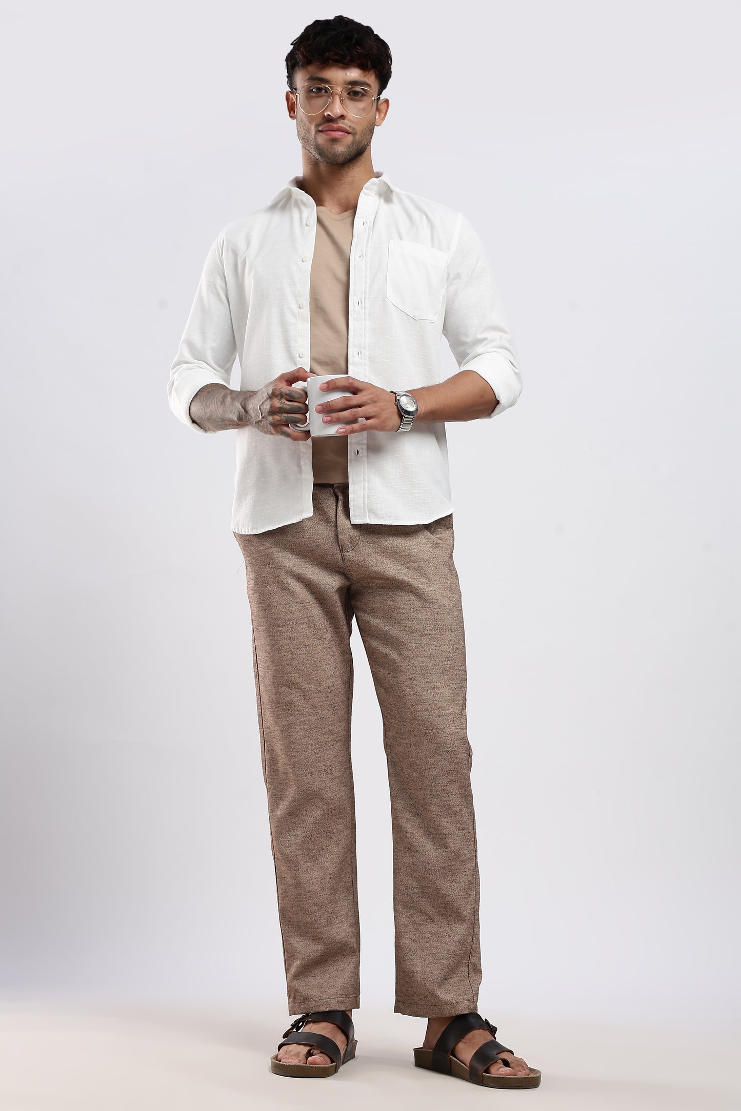 Twisted Linen Like Traveller Pant-Khakhi