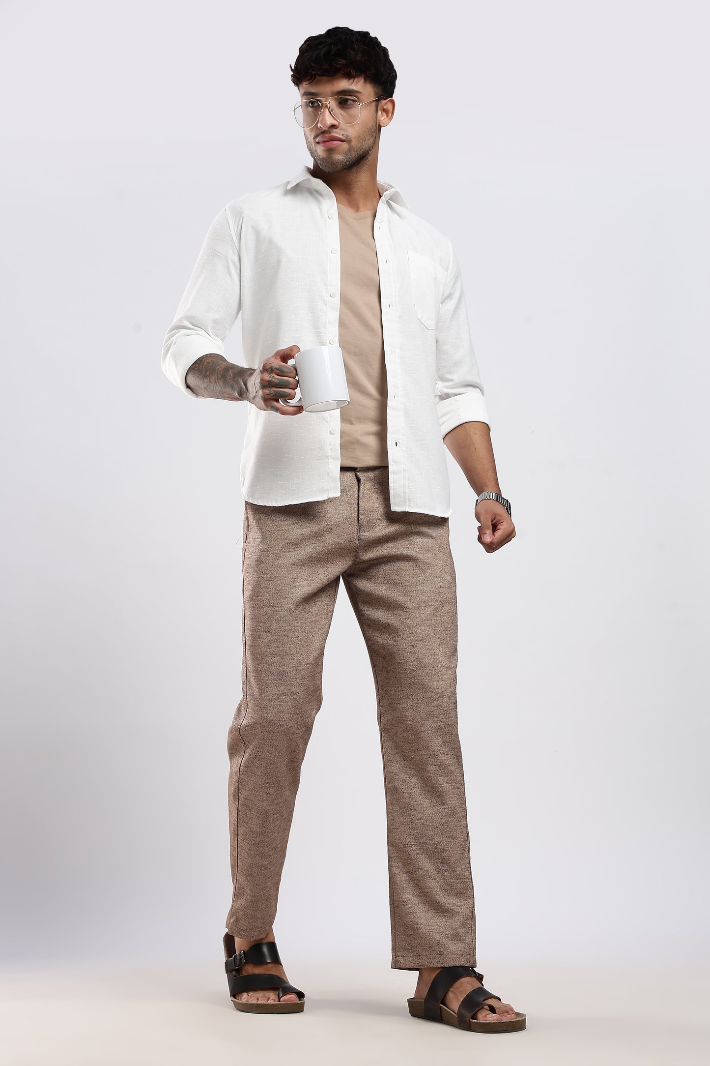 Twisted Linen Like Traveller Pant-Khakhi