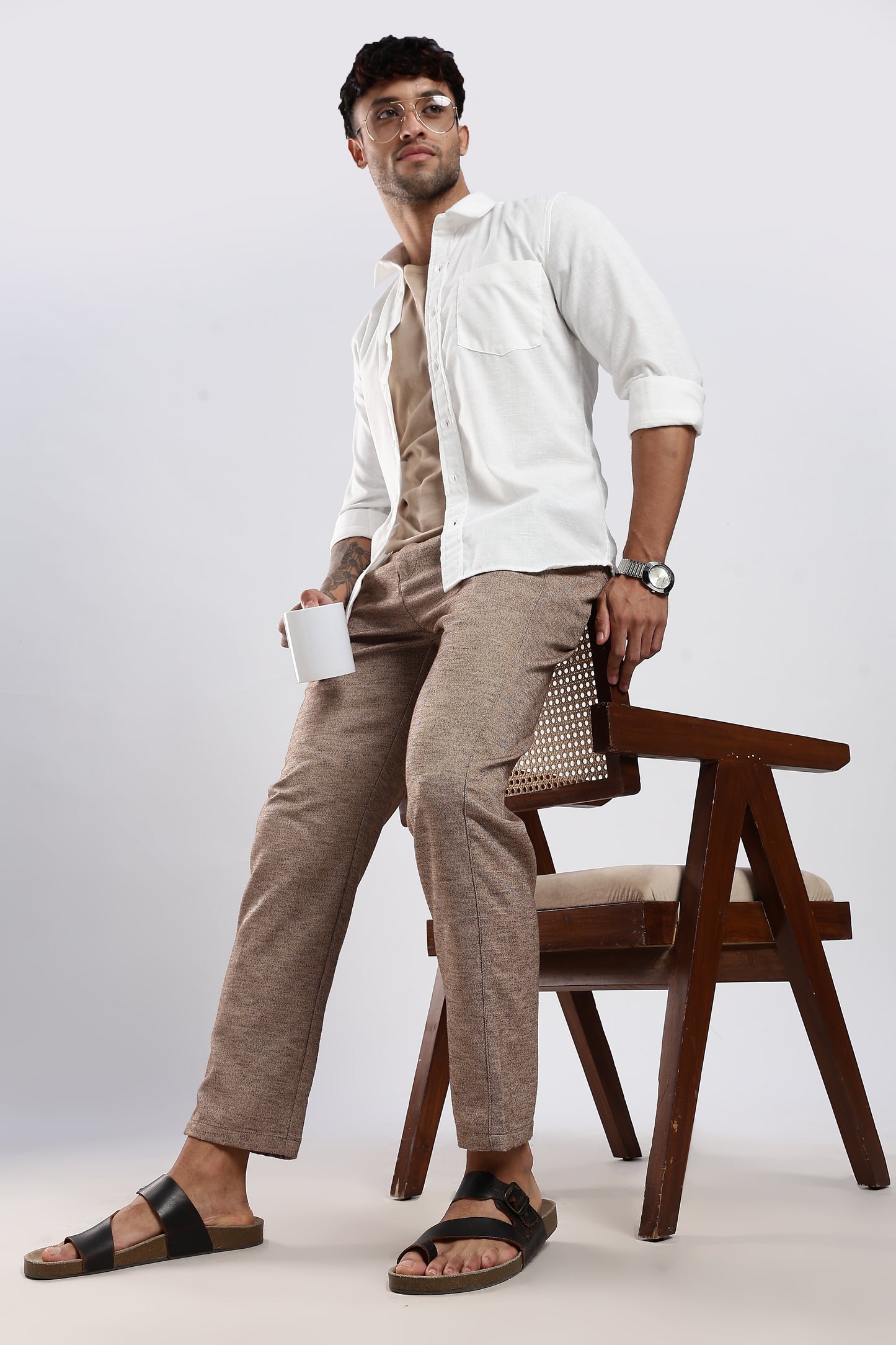 Twisted Linen Like Traveller Pant-Khakhi