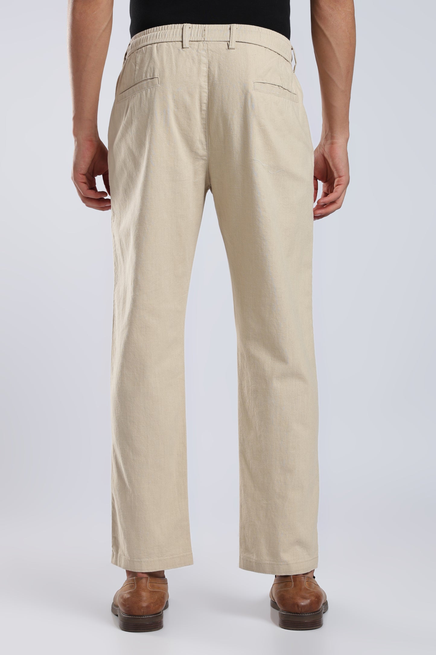 Men Linen Cotton Traveller Trousers – Cream