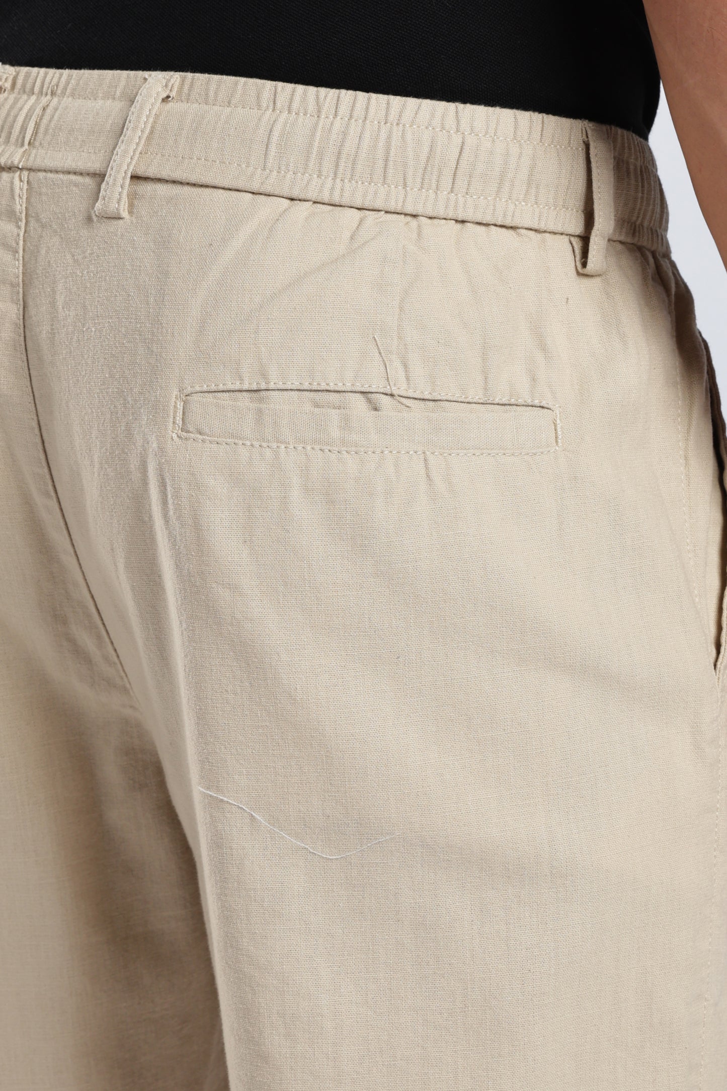 Men Linen Cotton Traveller Trousers – Cream