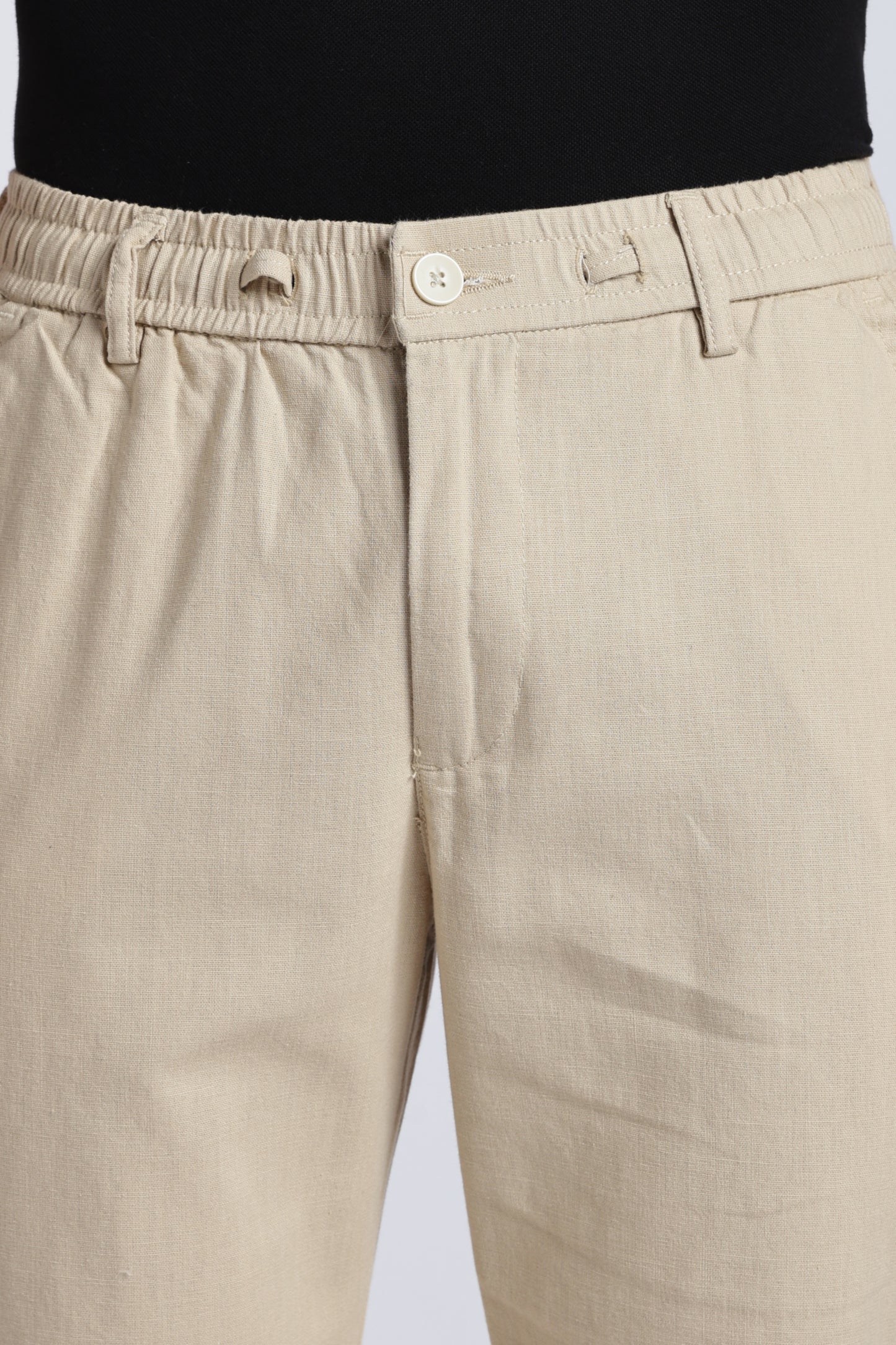 Men Linen Cotton Traveller Trousers – Cream