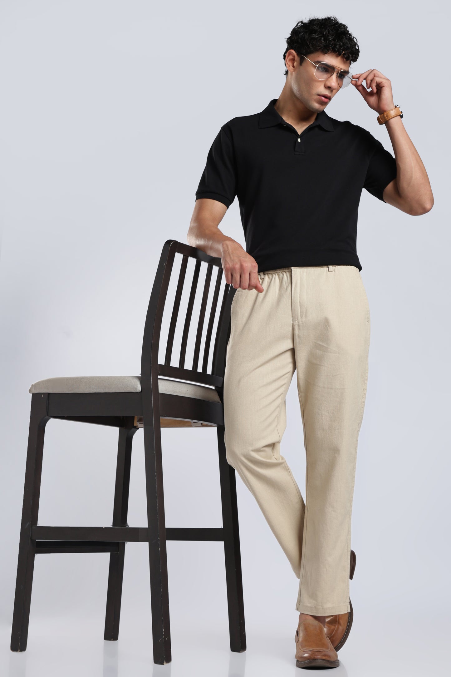 Men Linen Cotton Traveller Trousers – Cream