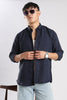 Men Linen Mix Shirts-Navy