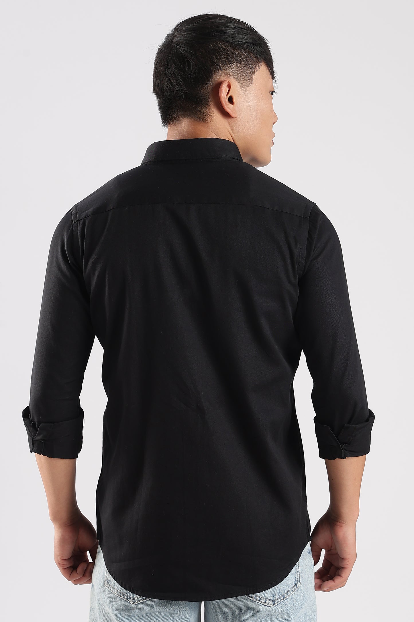 Men Army Twill Shirts-Black