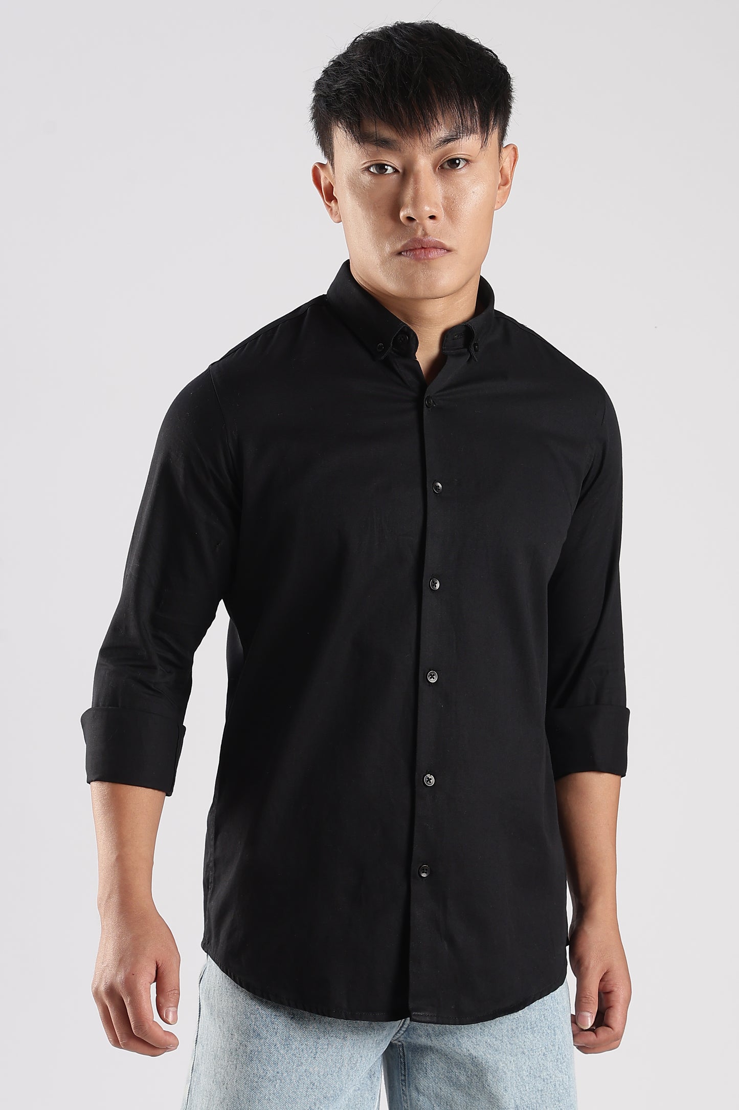 Men Army Twill Shirts-Black