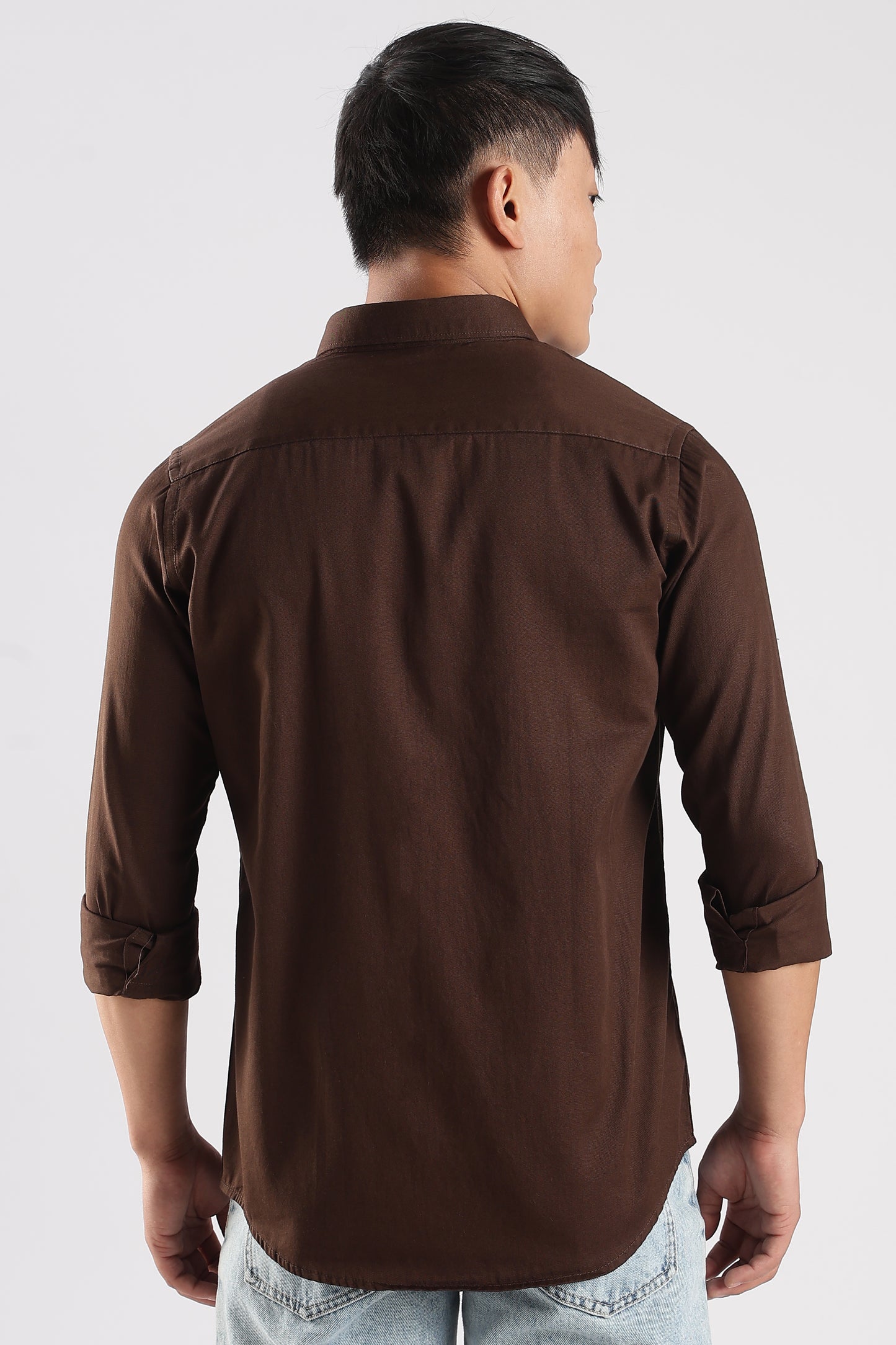 Men Army Twill Shirts-Brown