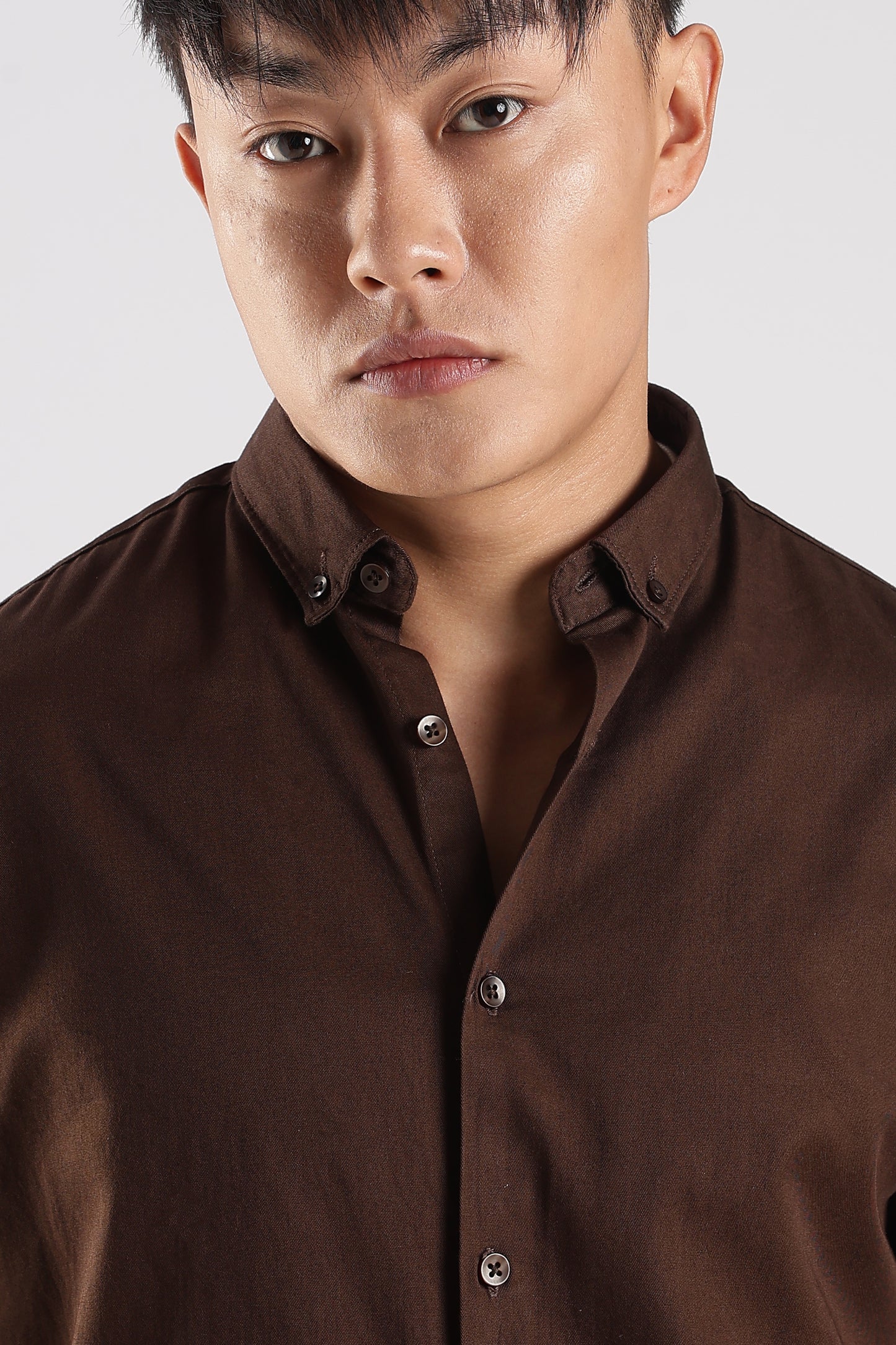 Men Army Twill Shirts-Brown