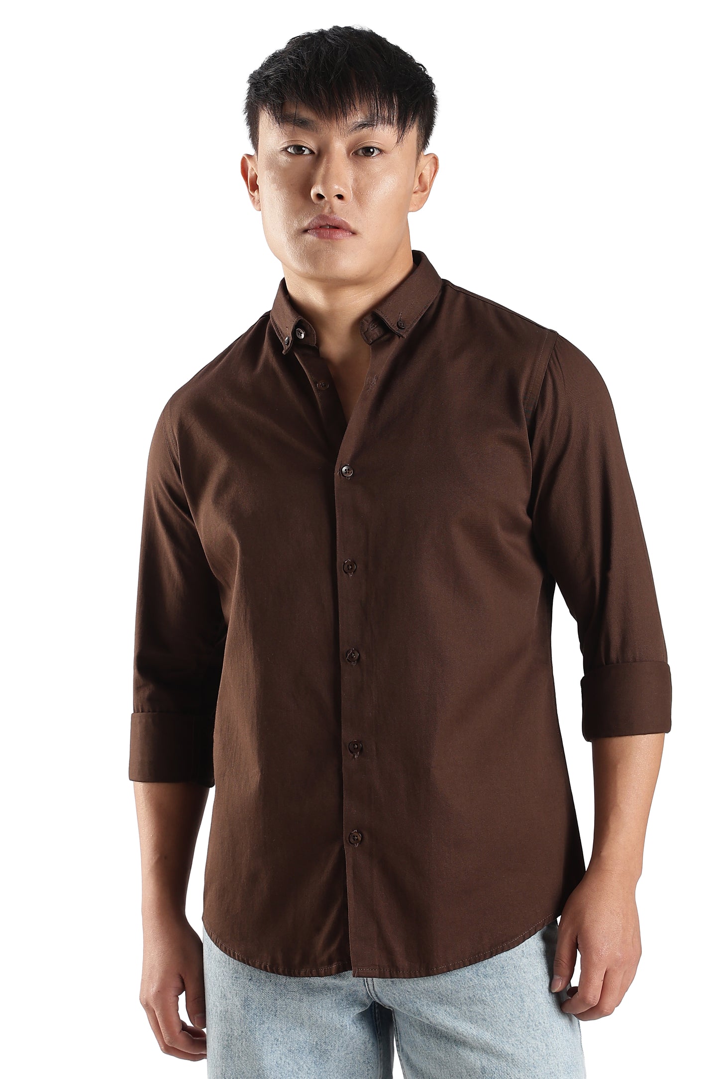 Men Army Twill Shirts-Brown