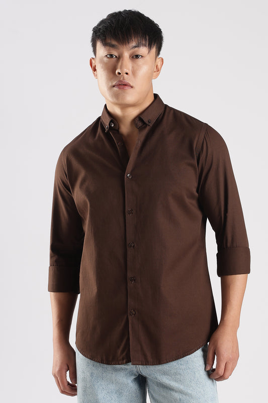 Men Army Twill Shirts-Brown
