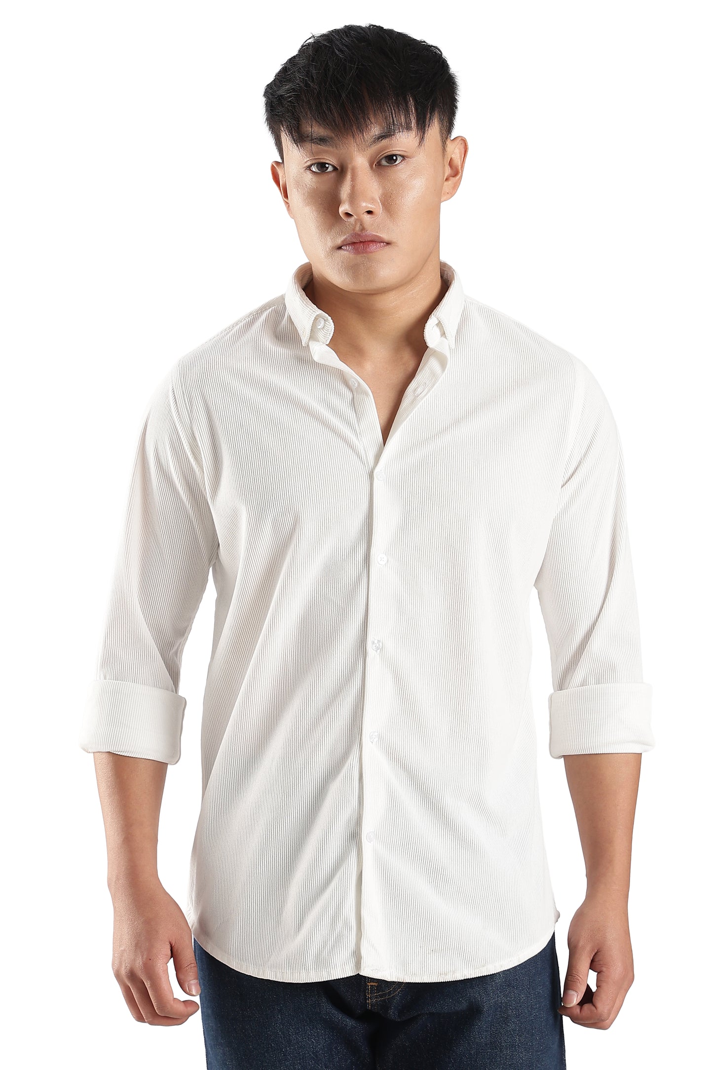Men Corduroy Shirts-White