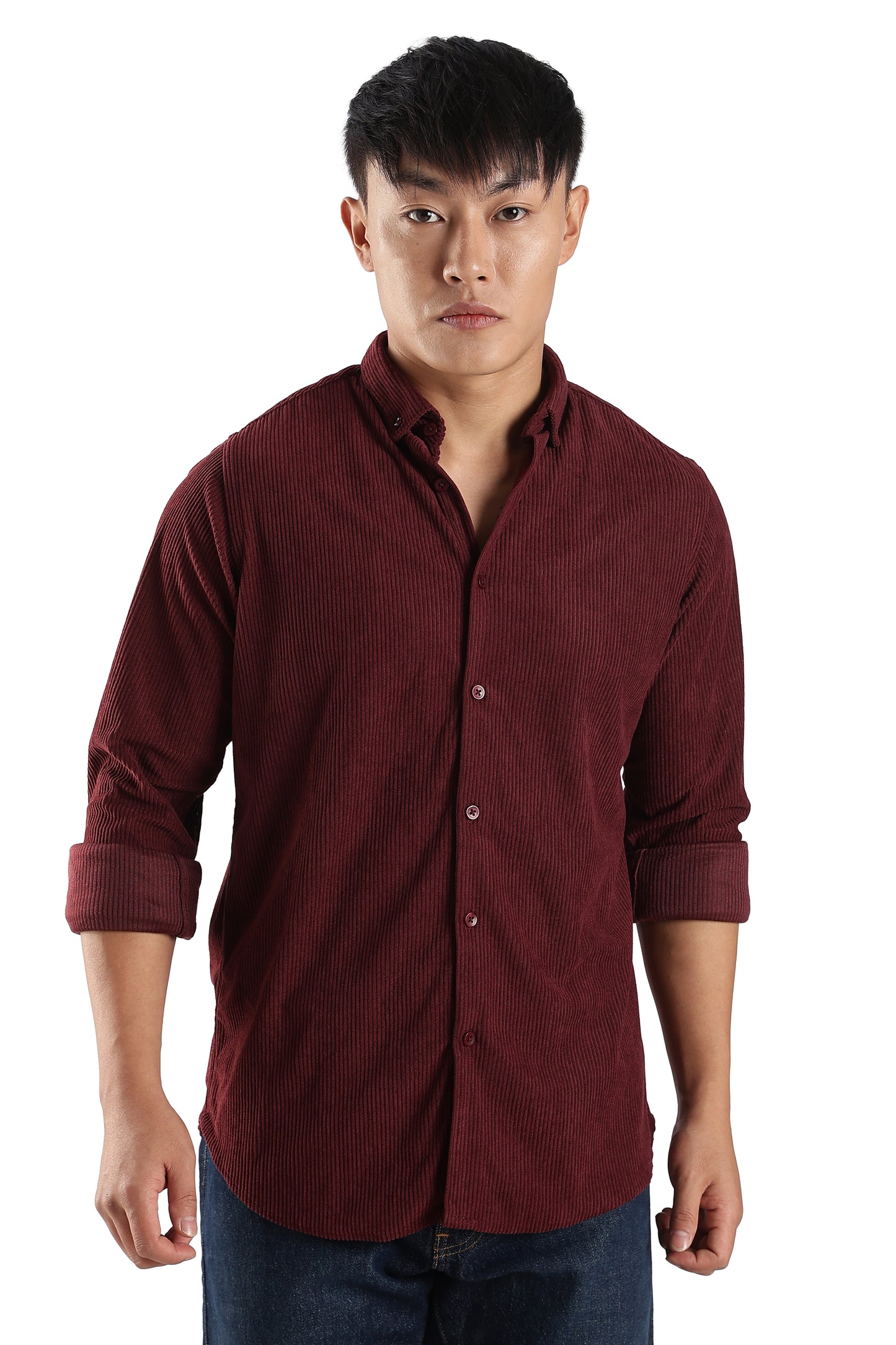 Men Corduroy Shirts-Maroon