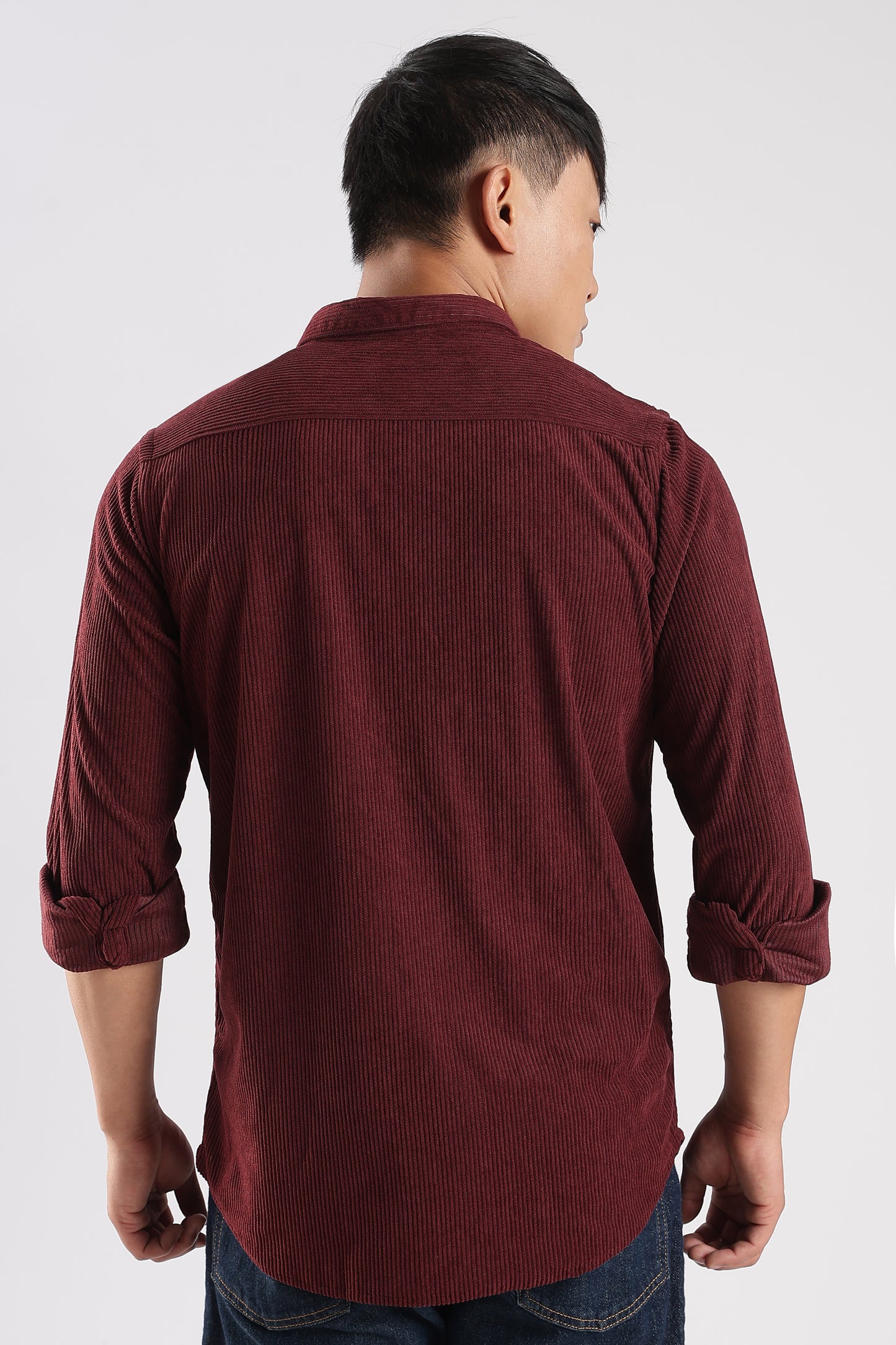 Men Corduroy Shirts-Maroon