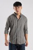 Men Milange Linen Stripes Shirts-Grey