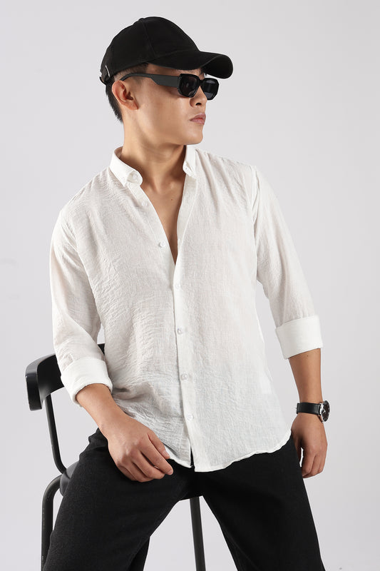 Men Linen Mix Shirts-White