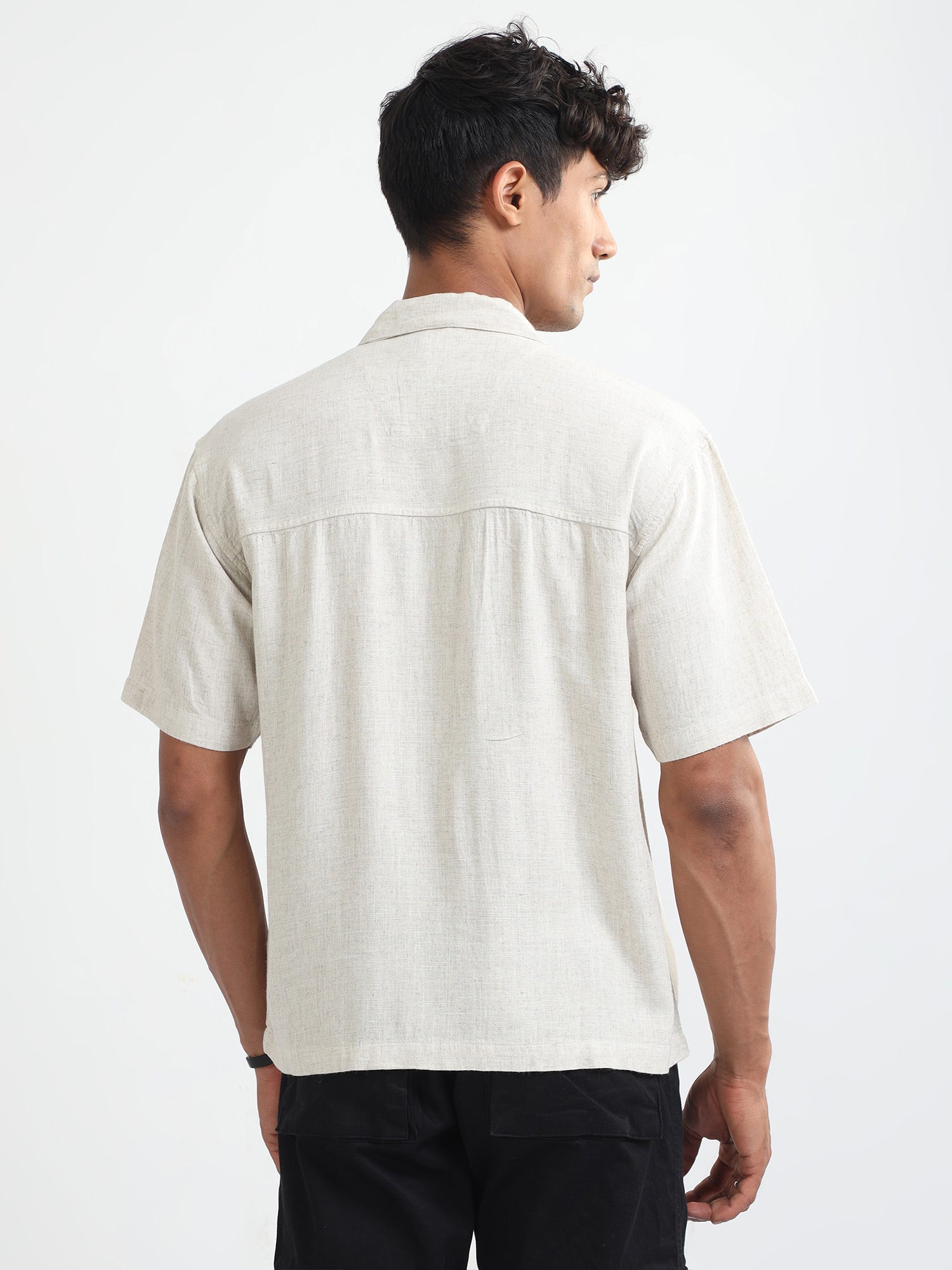 Off White Natural Stretch Shirt For Mens