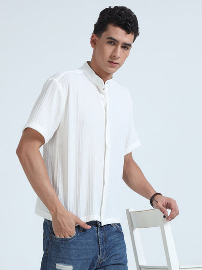 White Chinese Neck Shirt for Men