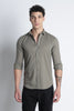 Men Curio Cotton Stripes Shirt-Olive
