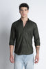 Men Liquid Nylon Plain Shirts-Olive