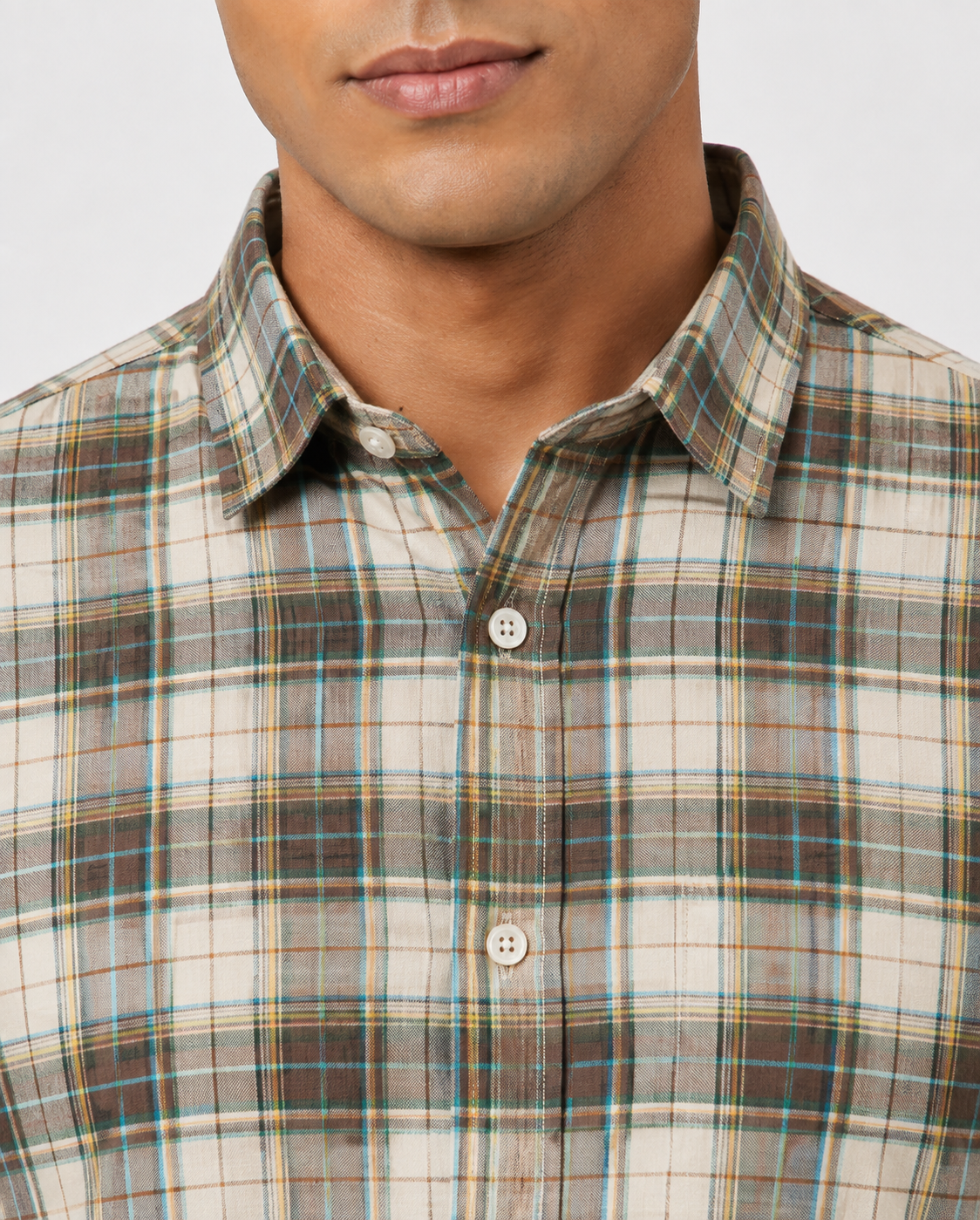 Men Oxford Square Checks Slim Fit Shirt – Burgundy