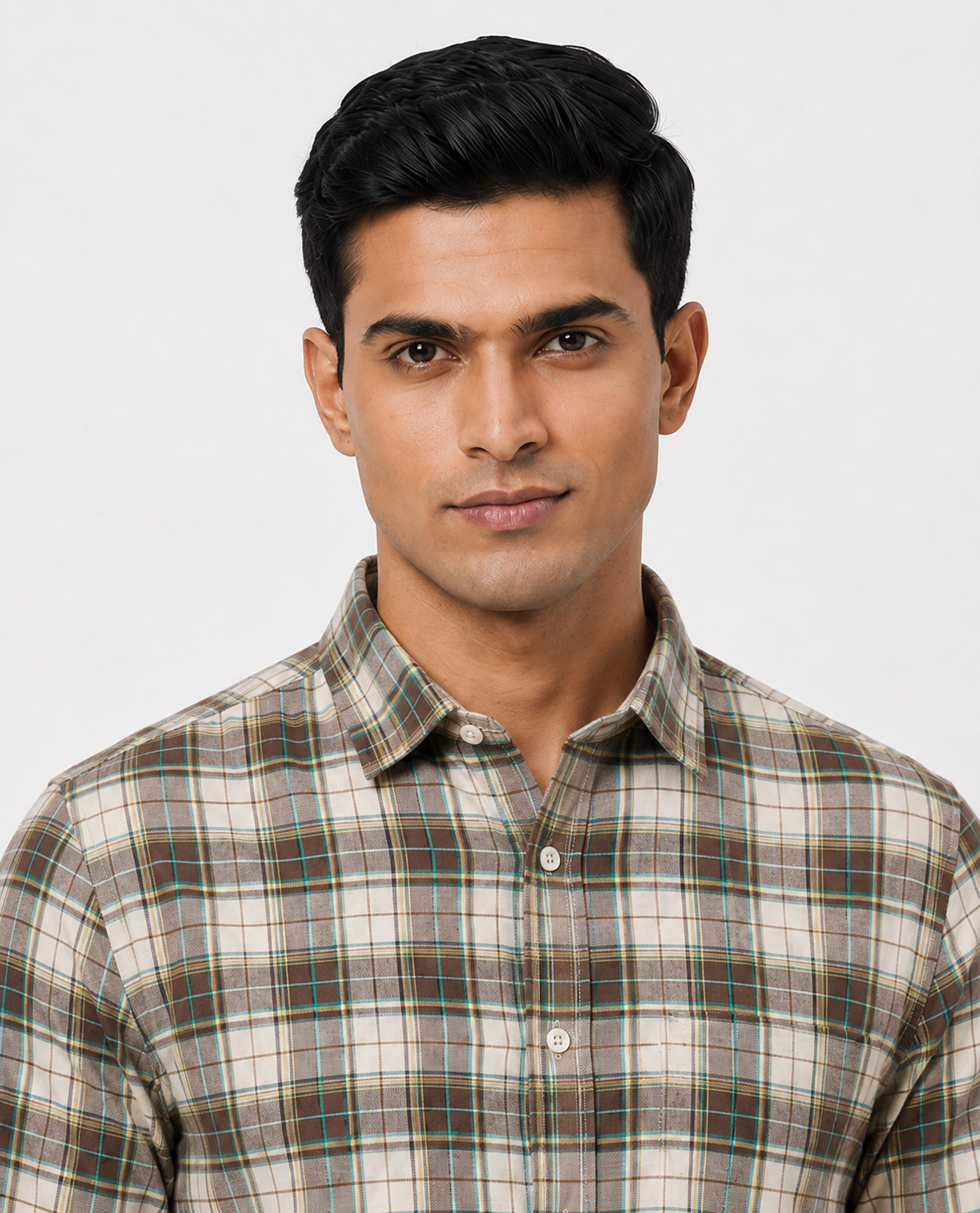 Men Oxford Square Checks Slim Fit Shirt – Burgundy