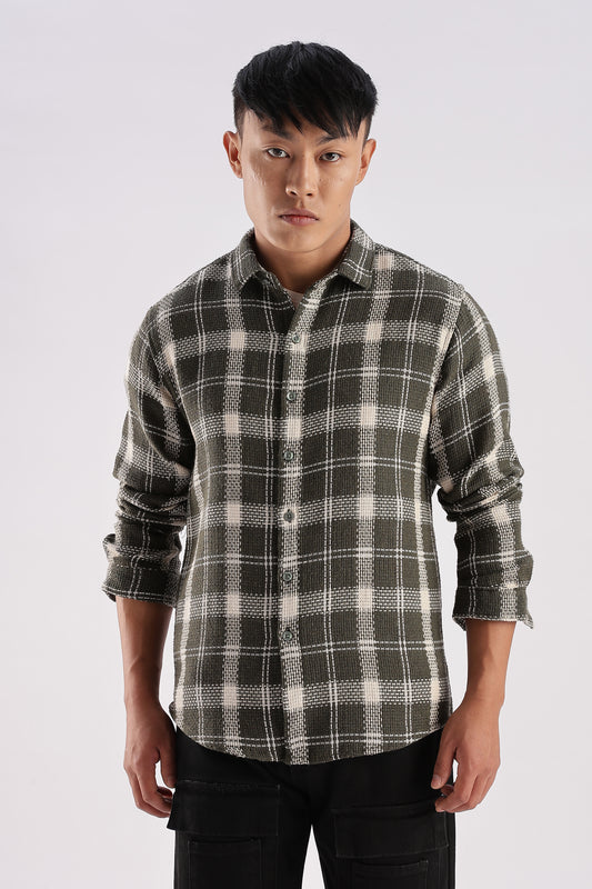 Men Mocklino Shirts-Olive