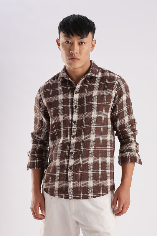 Men Mocklino Shirts-Brown