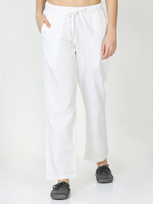 Women Lazy Linen White Pants