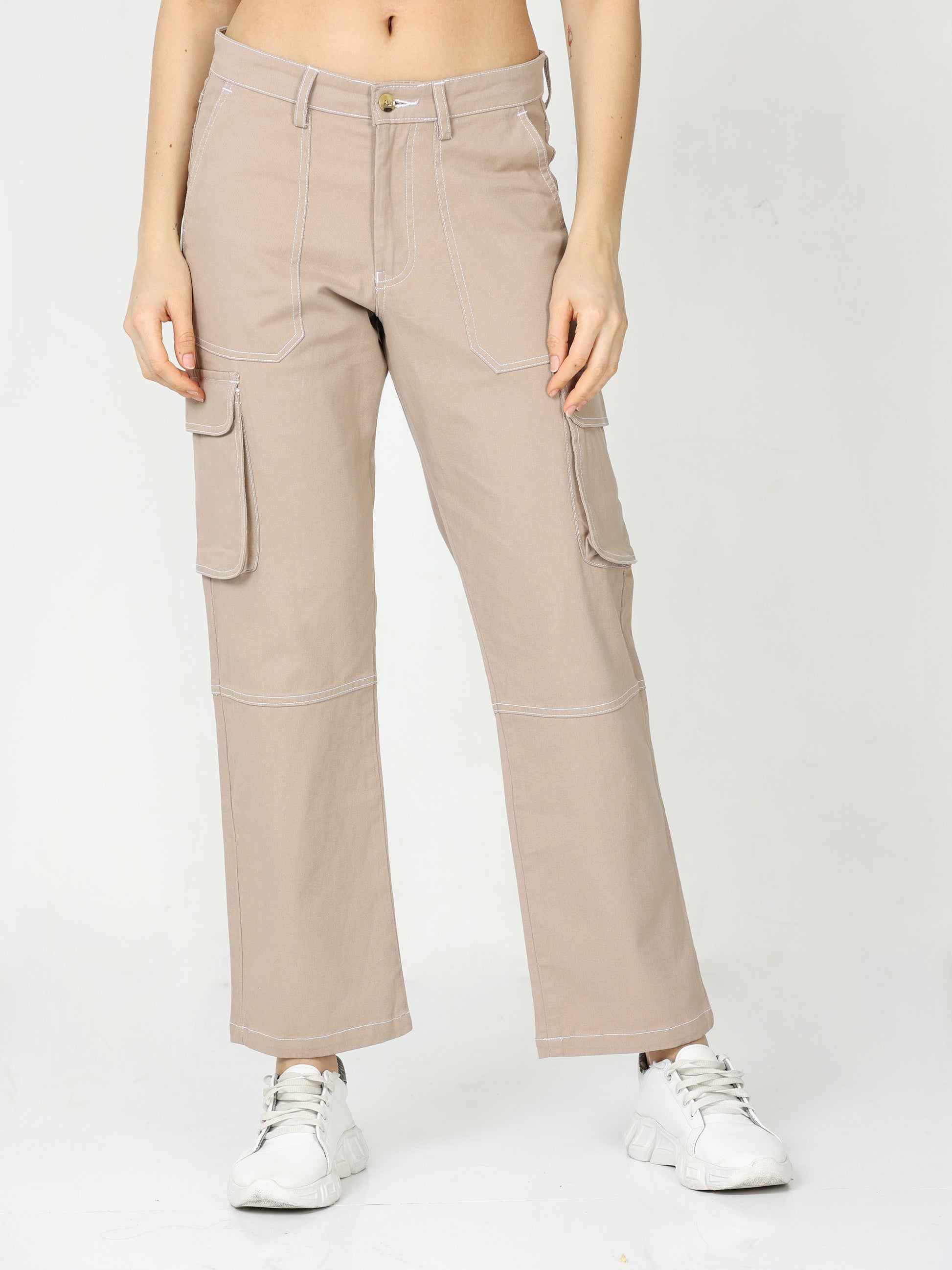 Buy cool and comfortable khaki cargo pants for women – Marquee